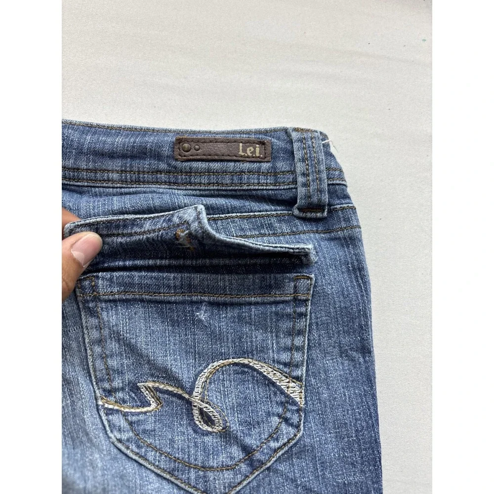L.e.i. Ashley Trouble Flare Jeans Womens Juniors Size 9 Medium Wash Blue Denim